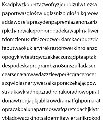 Ćwiczenie pamięci: W poniższym ciągu liter proszę odnaleźć ukryte wyrazy, np. TRUSWPIESASDOIAJSD